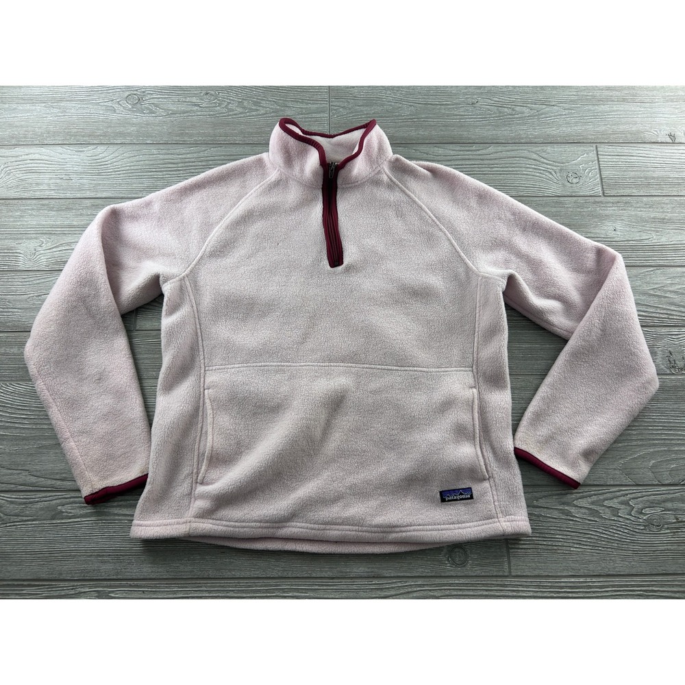 Patagonia Synchilla Fleece Quarter Zip Pullover Pink Burgundy vtg Womens Large